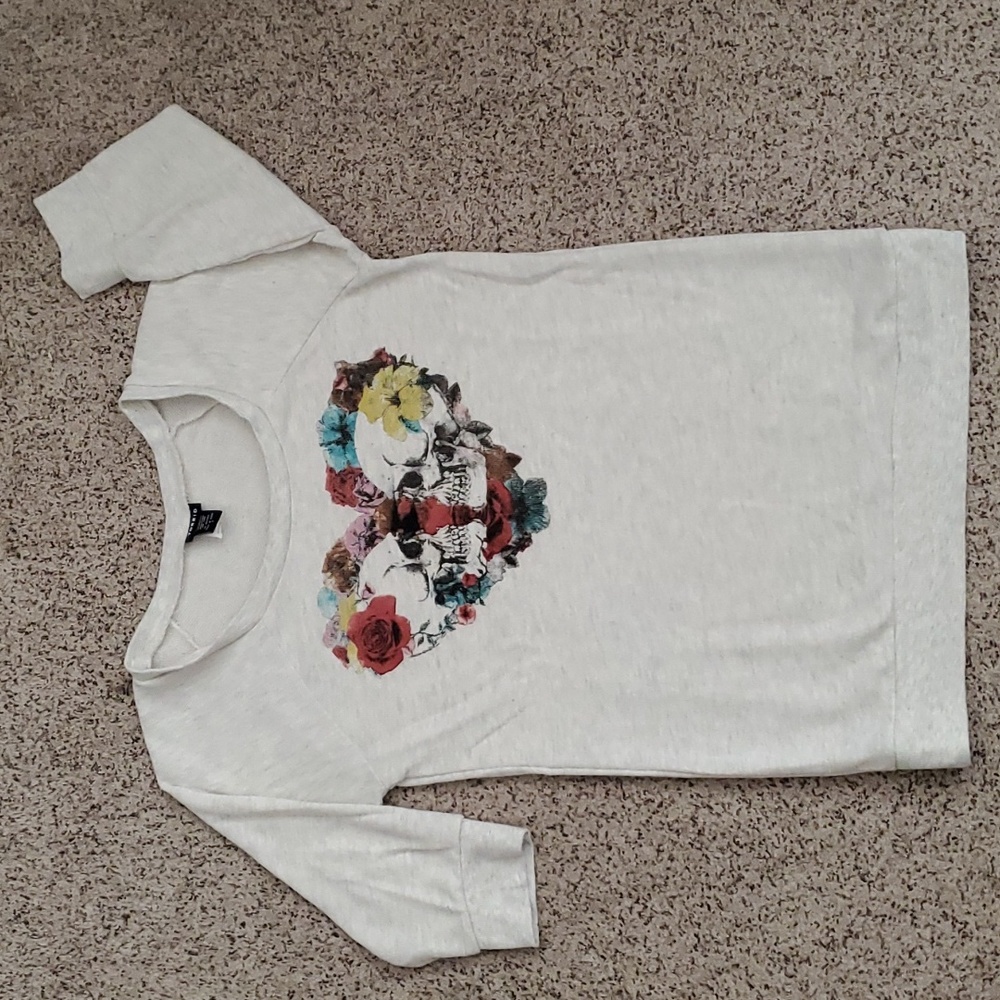 Torrid Long Sleece Pullover Skull Floral Heart Sweatshirt
